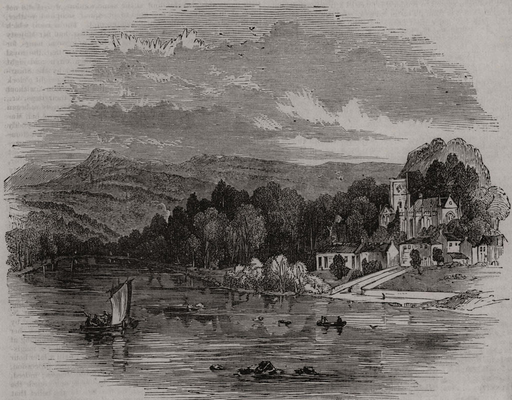 Dunkeld. Scotland 1842 old antique vintage print picture